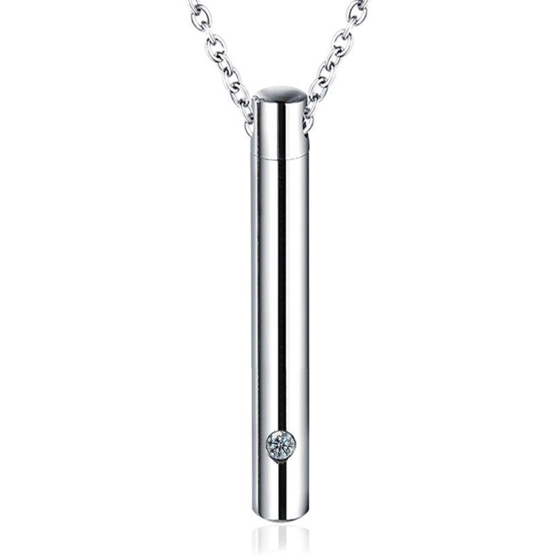 Cylinder Pendant Pet Cremation Urns Necklace Stainless Steel for Cat Dog Ash Memorial Container Holder Jewelry Memorial
