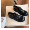 Washed cowhide~ Retro leather platform women's autumn British derby single shoes one pedal lace-up small leather shoes