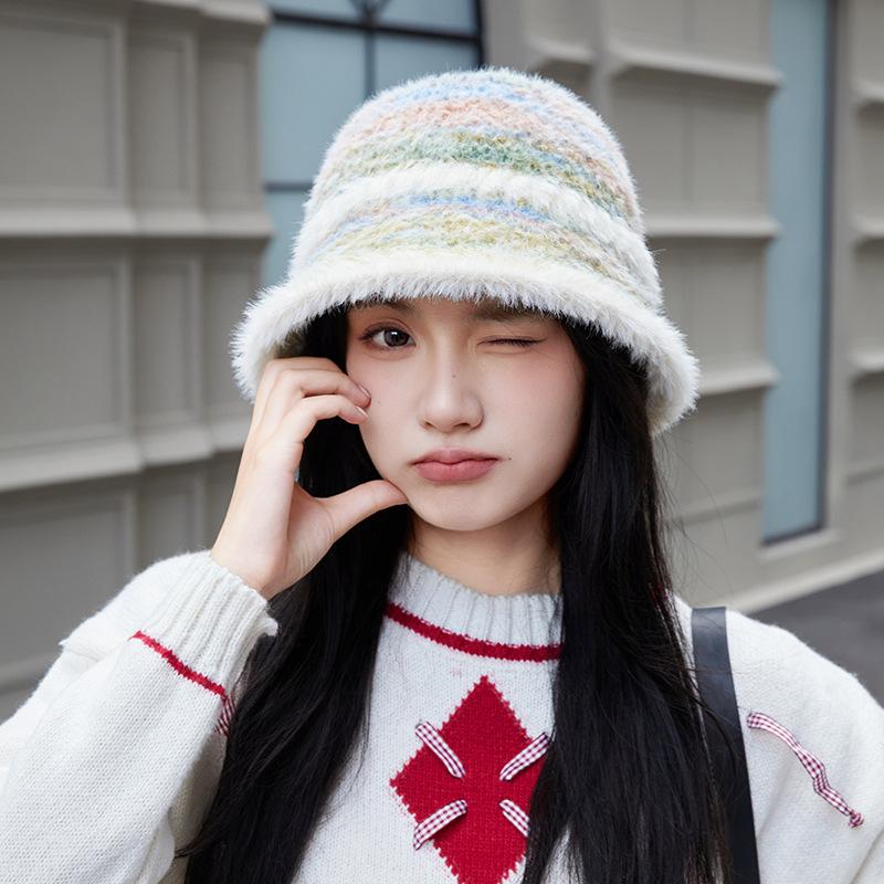 

Детская панама осенне-зимняя пасторальная на шнурке с бантом, шляпа-ведро, модная теплая защита для ушей, вязаная шапка average size