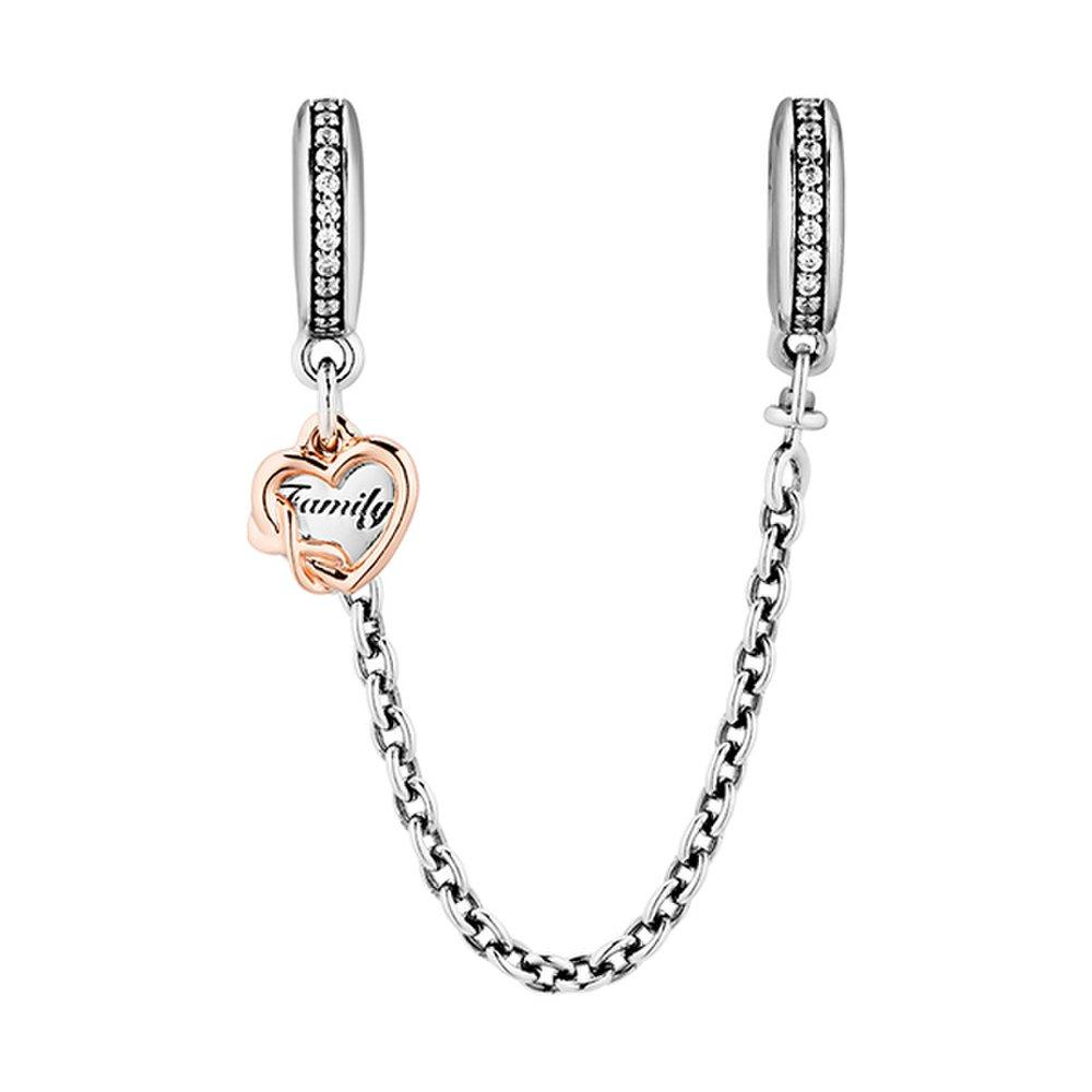 Pandora 789541C01 Family Heart Safety Chain Clip Charm