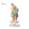 Durable Acrylic Holiday Gift Xmas Ornament, 2D Flat Tree Gingerbread Man Ornament with Christmas Desk Accessories Rotatable Base, Table Centerpiece