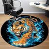1PC Tiger Flames Office Round Area Rug,  Mat Suitable ForOffice, Under Office Chairs Bedroom Living Room Home Decor, Room Deco