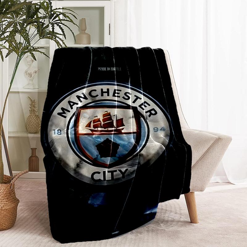 Manchester City FC Print Blanket - Soft & Comfortable, for Bedroom, Travel, Sofa, Home Decoration - Birthday Christmas Gift for Friend