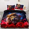 Blue & Red Rose Lion Bedding Set,2/3pcs Duvet Cover Set, Duvet 3d Animal Print Cover, Animal Bedding Set