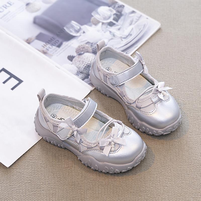 Kids Sports Sandals Korean Style Girls Princess Shoes Ribbon Bow Sweet 2025 New Children Sneakers Non-slip Soft Sole Ins Trendy