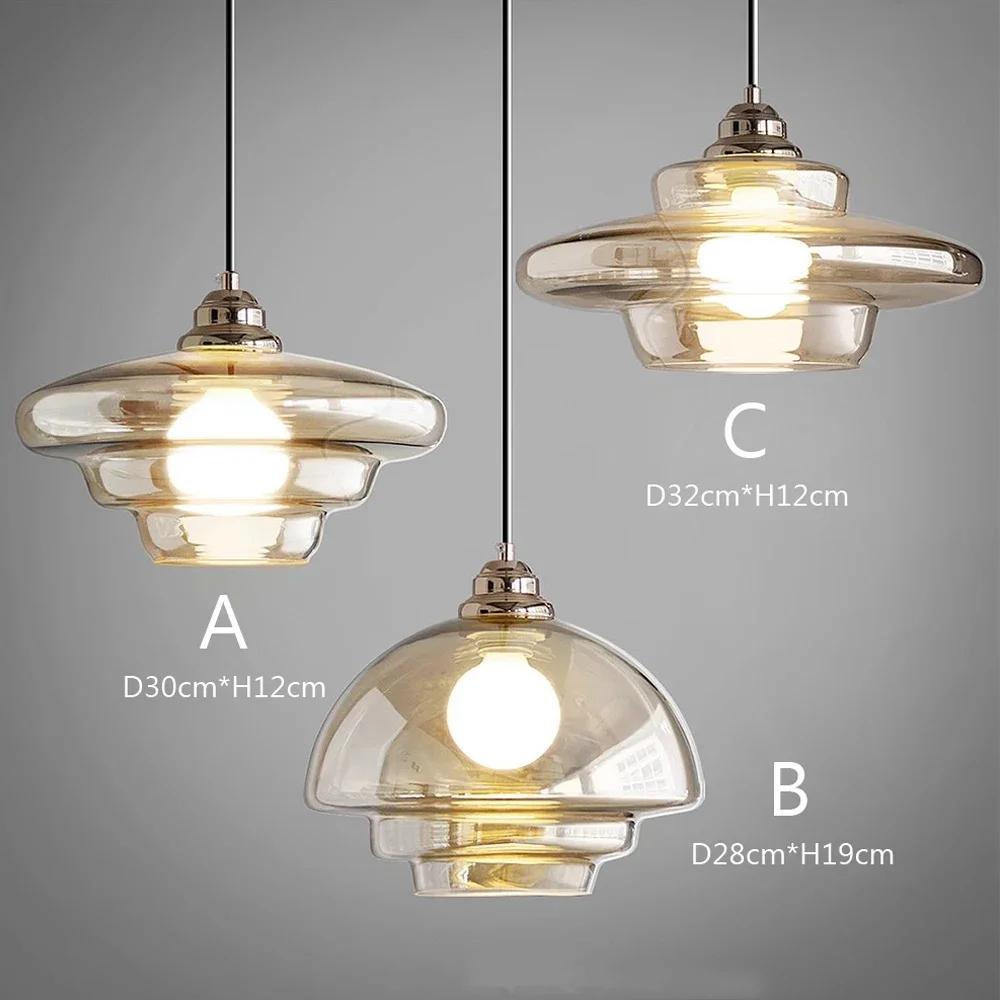 Retro LED Plating Glass Art Decorative Pendant Lights Cognac Color E27 Modern Light Fixtures Kitchen Island Dining Room Bedside