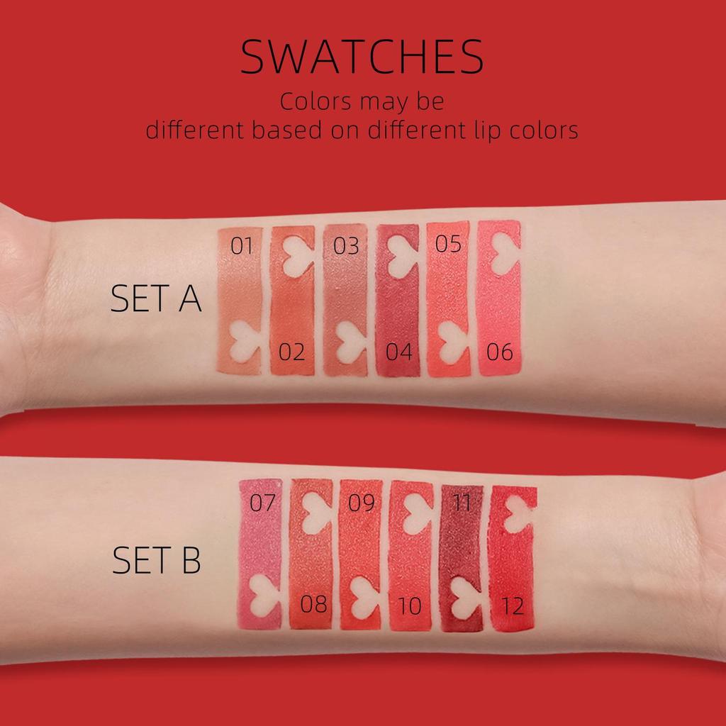 Matte matte 12-kleuren enkele lippenstift Fluweel Niet gemakkelijk te plakken Cup-lippenstift Gemakkelijk te gebruiken make-up lippenstift