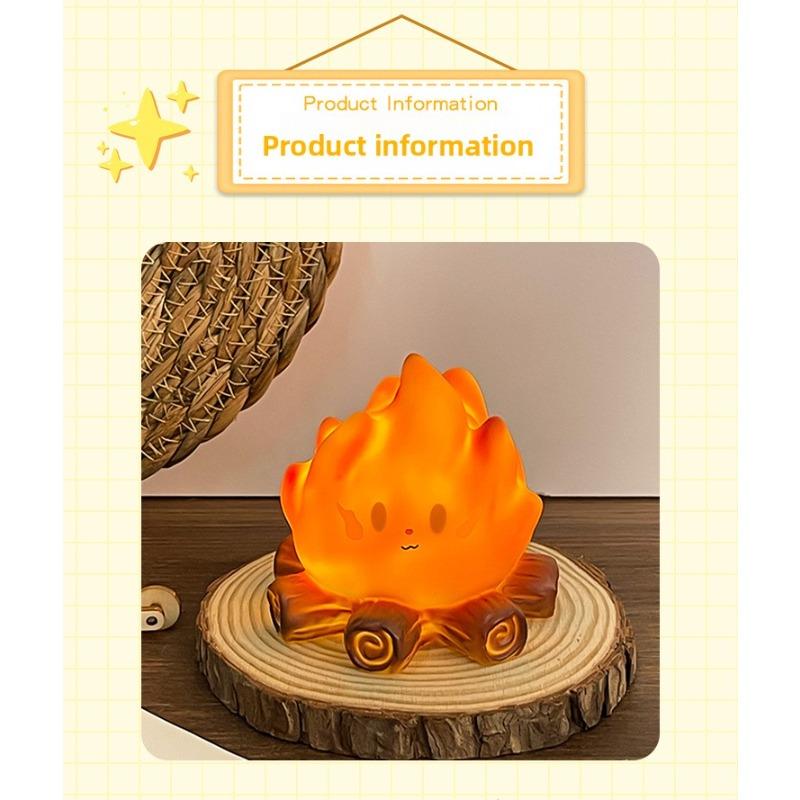 Christmas Campfire LED Candle Night Light Festive Ambient Decor Lamp Perfect Xmas Gift & Desktop Ornament for Holiday Atmosphere