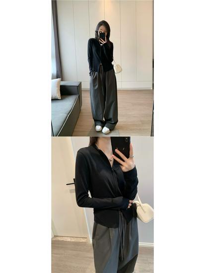 Koreansk Stil 2025 Tidig Höst Kryddig Tjej Sportig Dragkedja Cardigan & Racerback Linne Set