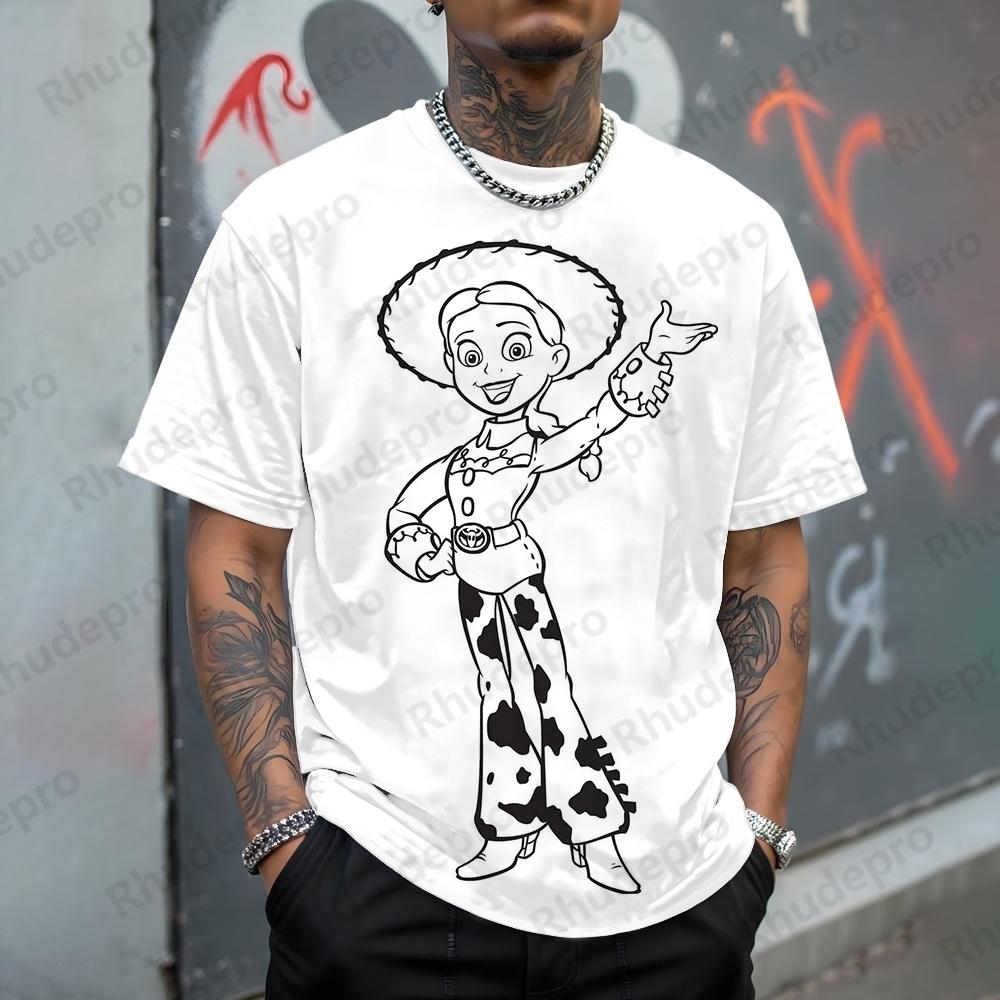 Trendy and Casual Toy Story Buzz Lightyear and Woody Printed Mens Summer Harajuku Casual and Versatile Mens Tshirts