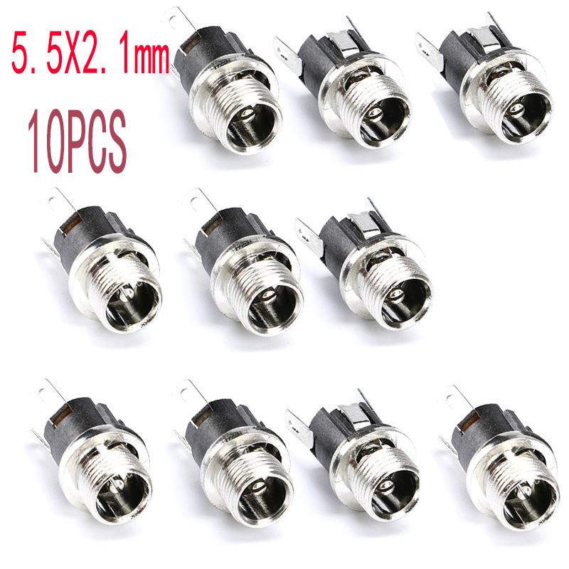 

10 шт. DC 5,5x2,1 мм 3,5x1,3 мм 2,1 2,5 разъемы DC Power Plug Male Female Jack Socket Nut Panel Mount DC Power Adapter Connector