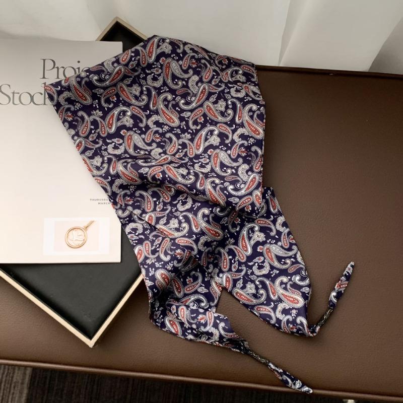 Silk scarf new fashion wheat ear cashew flower silk scarf head scarf beaded small scarf scarf triangular scarf waist tie
