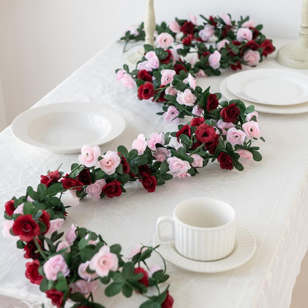 2PCS Rose Artificial Flowers Christmas Garland for Wedding Home Room Decoration Spring Autumn Garden Arch DIY Fake Plant Vine