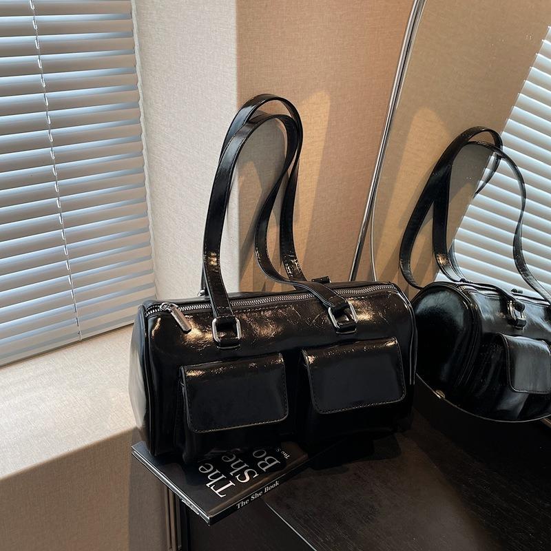 Simple Bowling Bag Women's New Fashion Texture Shoulder Bag Versatile Commuter Hand Pillow Bag