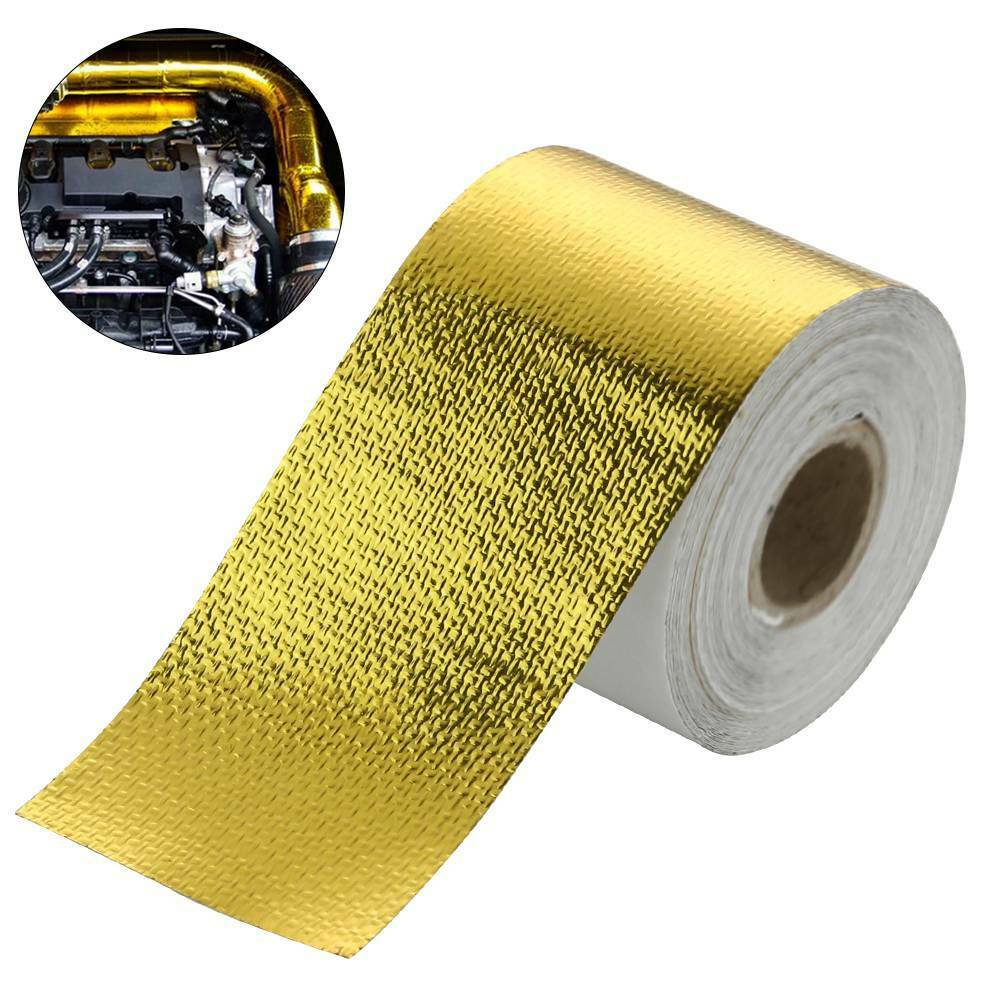 Reflective Self Adhesive Tape Gold/Sliver High Temperature Heat Insulation Shield Wrap Tape Bandage 50mm x 5M Roll UniversalPinstriping Tape 3
