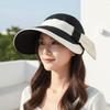 Polyester Wide Brim Sun Cap Breathable Women Sunshade Hat Sunscreen Empty Top Hat  Beach