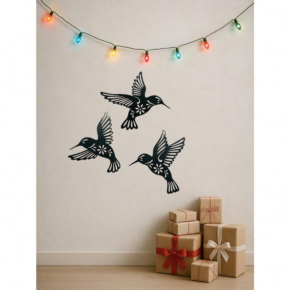 PC Metal Hummingbird Wall Art, Minimalist Iron Bird Decor for Home & Holiday Gifts