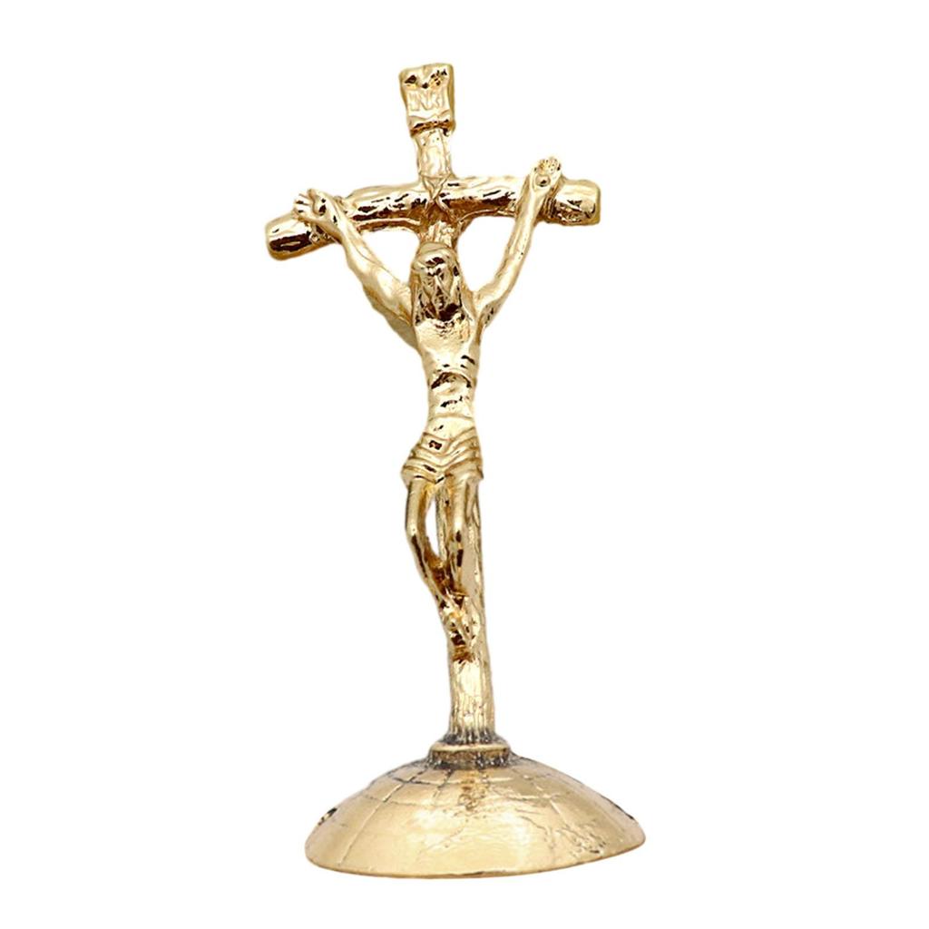 Tabletop Crucifix Standing Cross Traditional Christian Table Decoration for Home Office Portable Durable Fine Workmanship