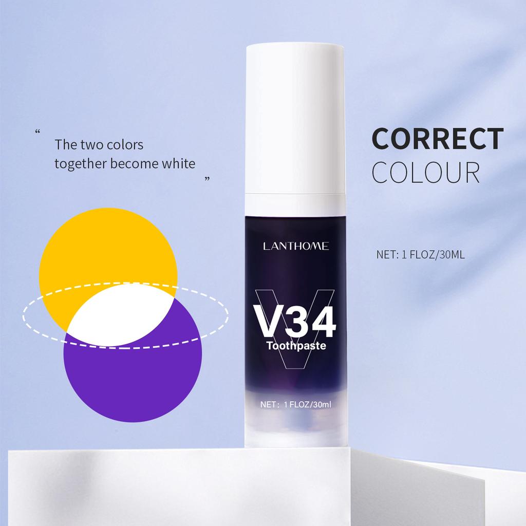 V34 Toothpaste 30ml for Teeth Whitening, Remove Smoke Stains, Fresh Breath, Stain Removal, Whitening Toothpaste