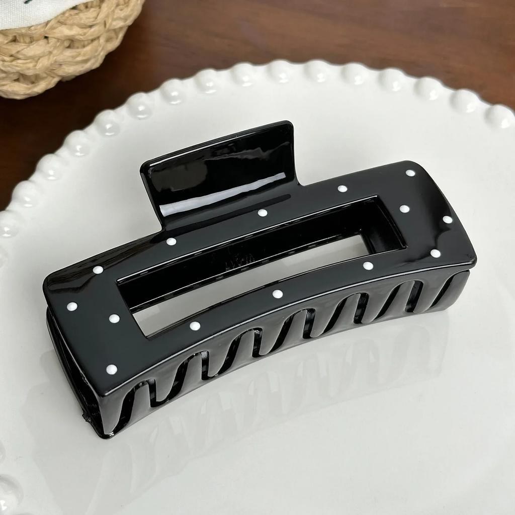 Retro Schwarz Weiß Punkte Geometrie Haarspange Damen Mädchen Elegant Haarnadeln Haarklammern Krabben Haarspangen Mode Haaraccessoires