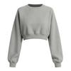 Women's Casual Cropped Sweatshirt Long Sleeve Pullover Crewneck Relaxed Fit Lightweight Top for Everyday Wear