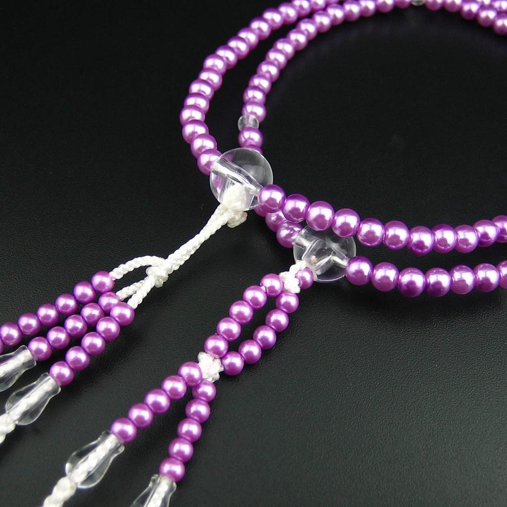 Myorenka Prayer Beads for Soka Gakkai, PC Pearl Prayer Beads for Men and Women, 9 Inches, Medium Size, Acrylic and Crystal Finish, SGI Prayer Beads