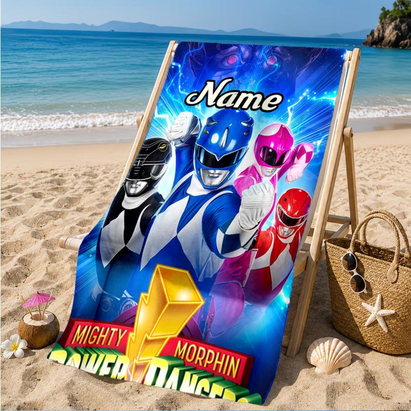 Custom Name Ranger Hero Pose Beach Towel Microfiber Beach Towel, Lightweight and Quick-Dry, for Summer Travel, Swimming Pool Gift