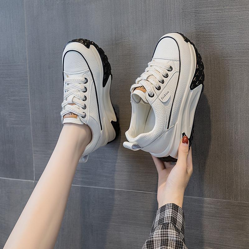 Autumn and winter retro lightweight inner heightening platform fashion casual versatile sports shoes leather shoes women
