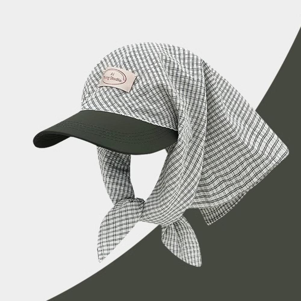 Y2K Scarf Peaked Cap Plaid Triangle Headscarf Hat Simple Y2K Headscarf Baseball Hat  Camping