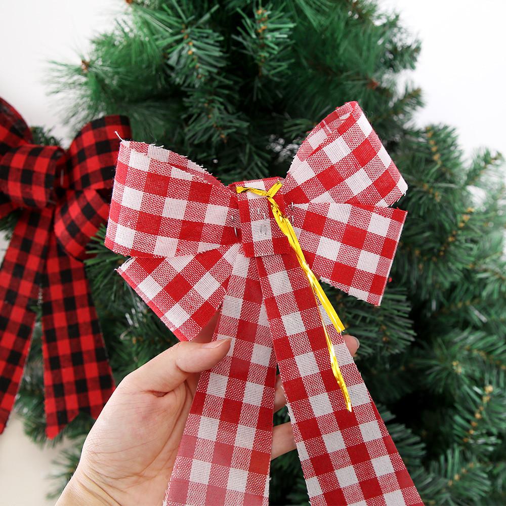 Small Pvc Charming Christmas Bow In Red And White Checkered Design For Decor Festive