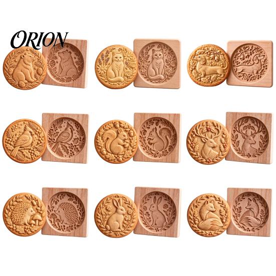 DIY Holiday Biscuit Cutters Woodland Animal Cookie Mold, Durable Wooden with 3D Relief Rustic Party Favors Patterns Cutter, Handmade Decorative Stamps