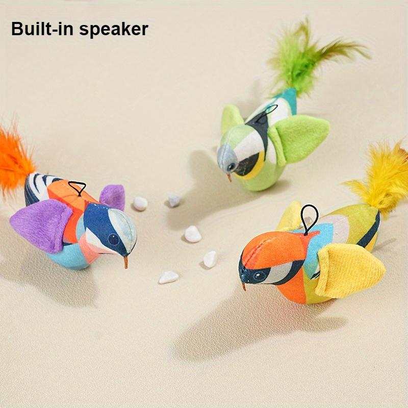 Simulation Realistic Pet Squeaky Toy Plush Bird Shape Cat Toy Pet Interactive Toys Feather Teasing Kitten Toy Pet Supplies