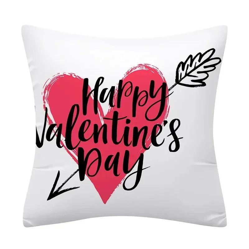 Home Decor Pillowcase Decor Valentine Letters Love Print Cushion Cover for Sofa Home Super Soft Peach Skin Pillow Case 45x45cm