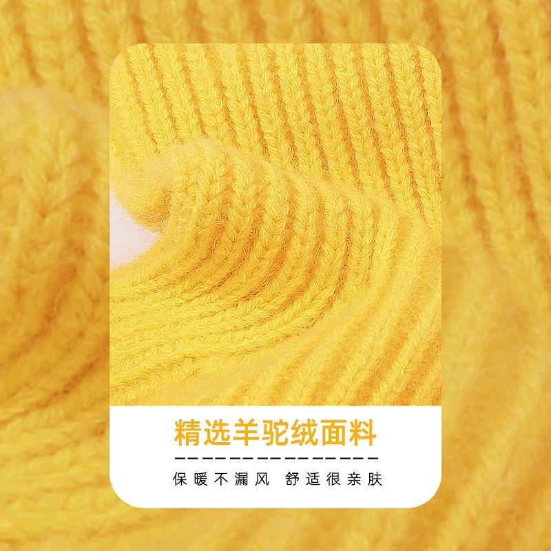 iwarm fashion men's and women's autumn and winter extended wool gloves outdoor riding warm knitted touch screen split-finger gloves