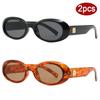 2Pcs Fashion Women Oval Sunglasses Luxury Thick Frame  Shades UV400 Men Punk Multi Color  Sun Glasses Outdoor Cycling Goggles