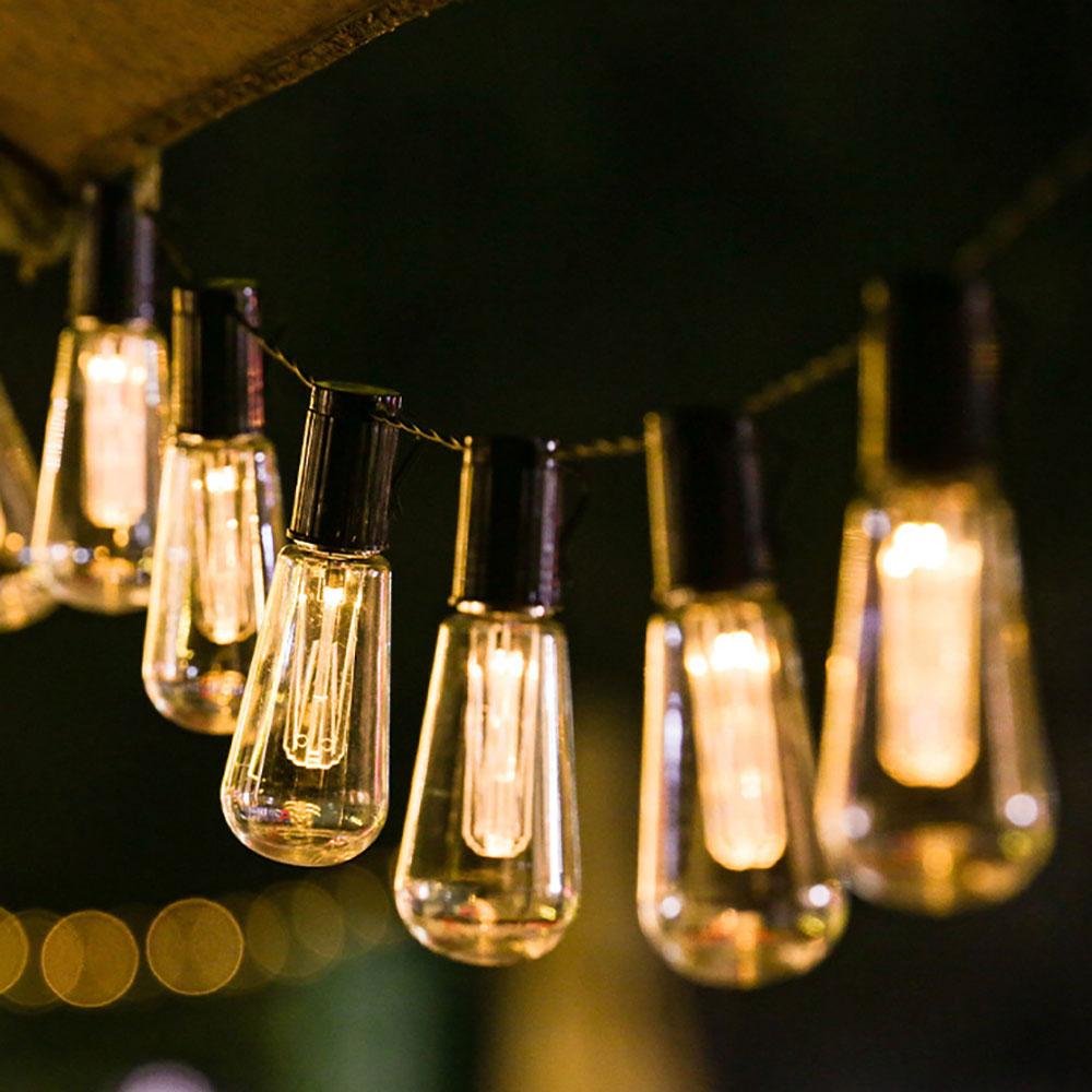 5M/20LED Outdoor Solar String Lights For Edison Bulbs Garden Decor Lamp Waterproof