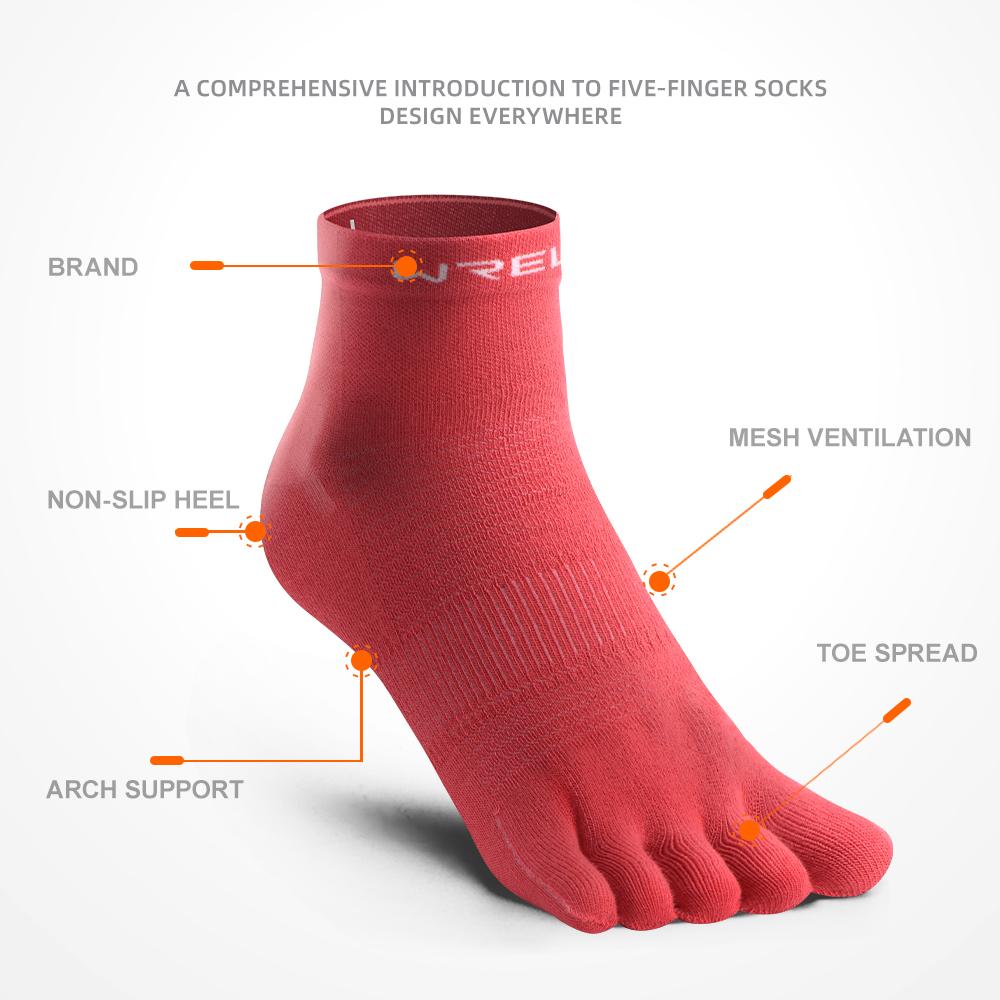 WRELS COOLMAX Quick-Dry Five Finger Socks Men Women Sweat Absorbing Socks Athletic Moisture Wicking Trail Running Sports Socks
