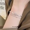 Cui Yan S925 Sterling Silver Double Layer Chalcedony & Pearl Bracelet - New Chinese Style.