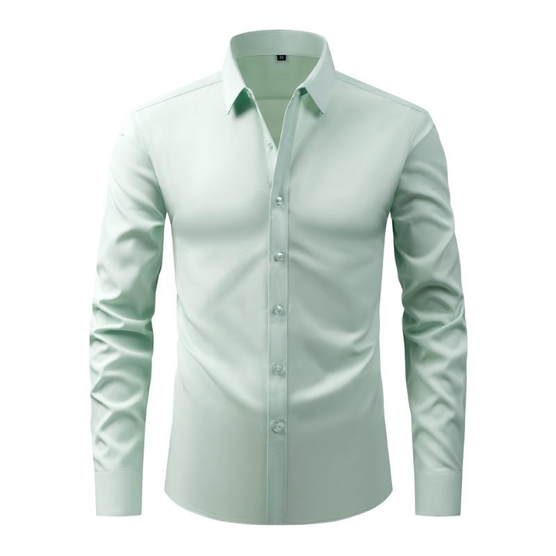 Lightweight Stretch Men's Shirt Long Sleeve Solid Color Fashionable Casual Business Cardigan