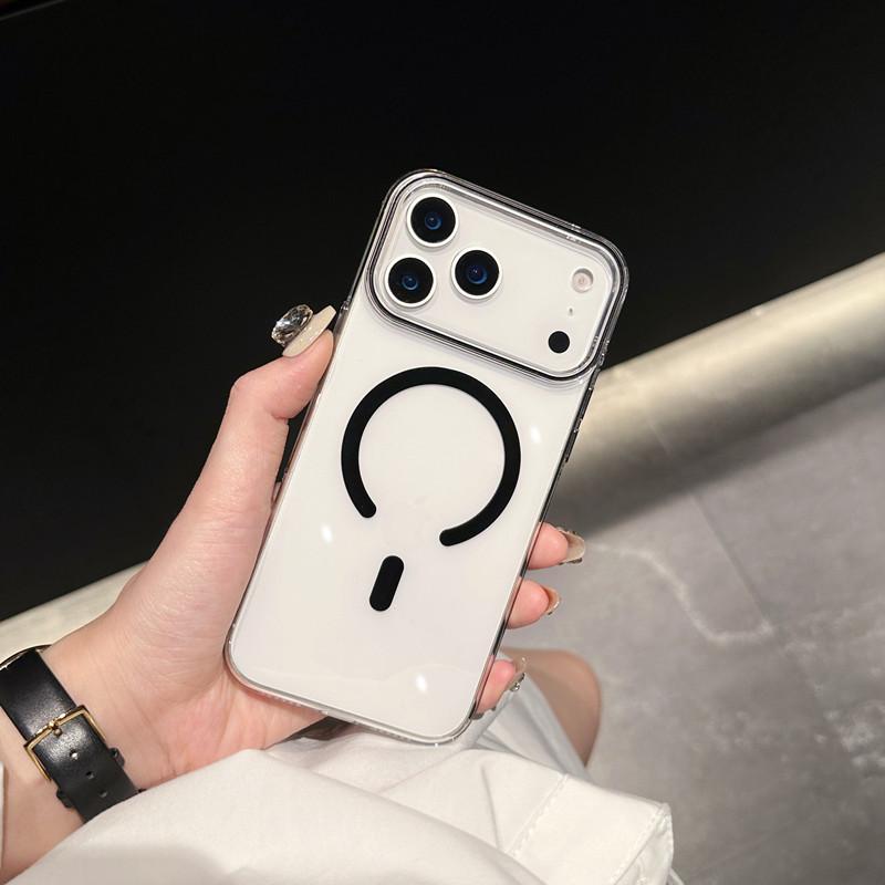 IPhone 17 Mobile Phone Case Ice permeable Magnetic Absorbing PC Anti fall Apple 16pro Transparent Original Color 15 Protection Case