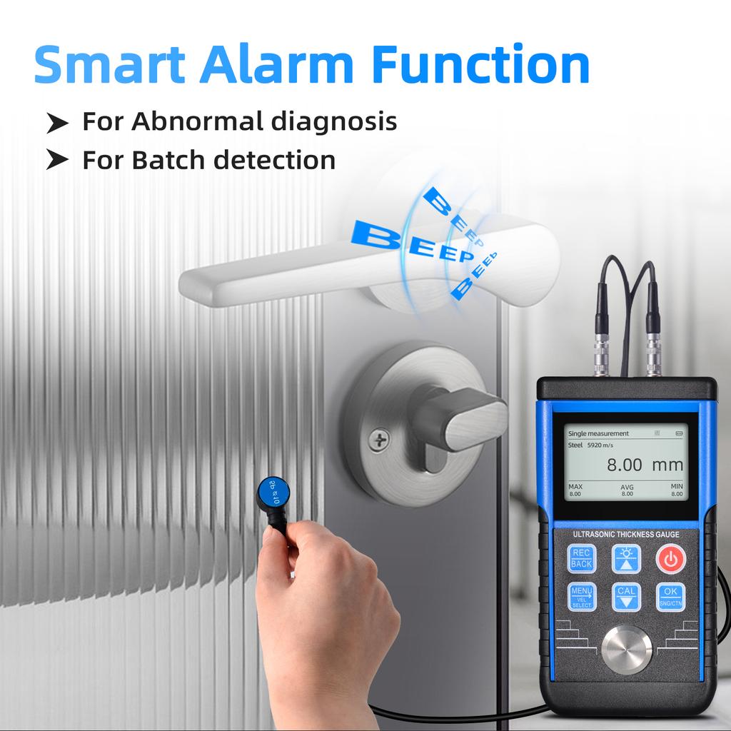 Ultrasonic Coating Thickness Gauge, For Measur Steel, Brass, Glass, Ceramics & Polyvinyl Chloride, Material Thickness Gauge Tool
