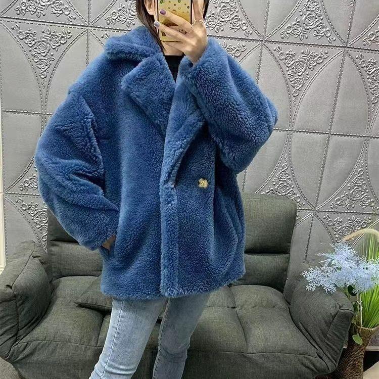 

Легкая шуба из искусственного меха женская короткая осенне-зимняя новая имитация овечьей шерсти теплая шерстяная куртка XL