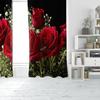 2 Stück - Schwarzer Grund rote Rose Polyester Vorhänge, Badezimmer, Schlafzimmer, Wohnzimmer und Familienzimmer dekorative Vorhänge