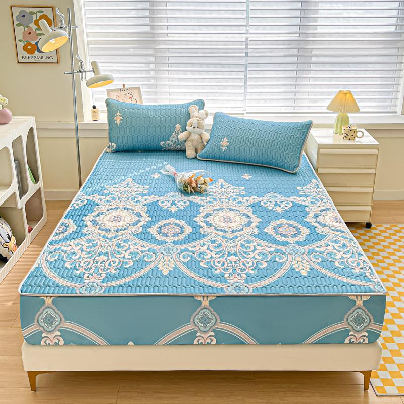 Bonenjoy Summer Mattress Cover Cooling Feel Bedspread Quilted Bed Cover Queen Size Bedsheet Fundas De Colchón (No Pillowcase)
