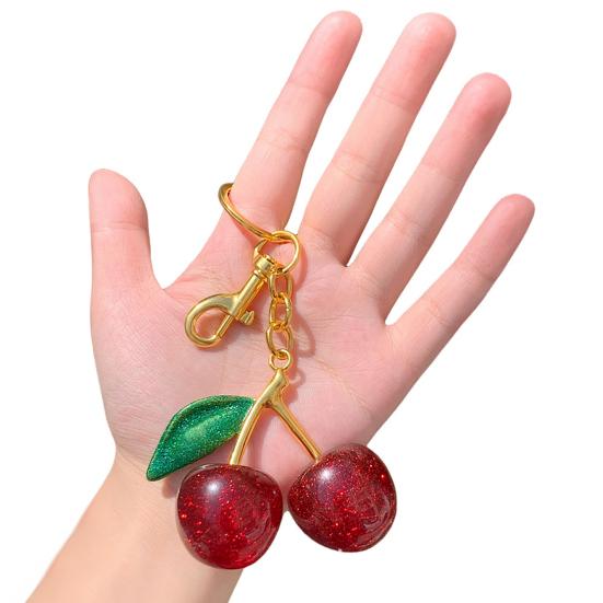 Keychain Key Holder Cherry Leaves Charm Keyring Fade-resistant Alloy Key Ring Backpack Car Accessory