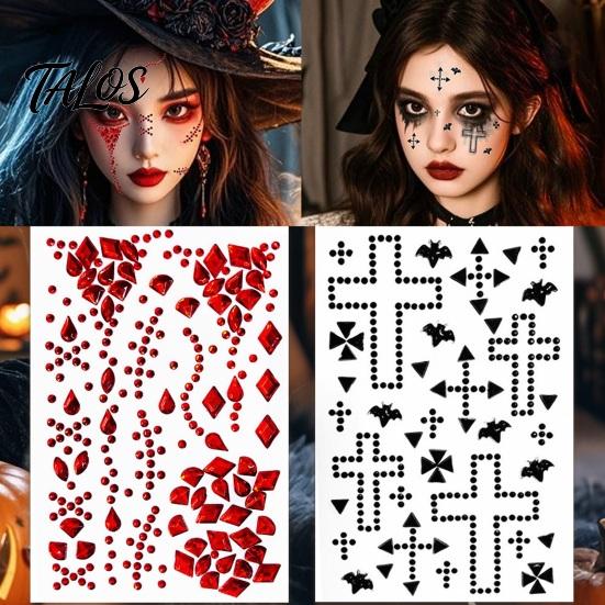 Waterproof Gem Makeup Decals Halloween Scar Face Stickers, Rhinestone Wound Body Art Glow In The Dark Party Gems Decals, Self Adhesive Temporary