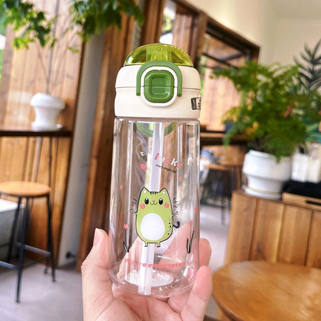 Water bottle summer high value straw children cute easy hand water cup student portable cartoon double drink outdoor sports cup