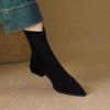 Womens Pointed Toe Chunky Heel Ankle Boots Stretch Fit Retro Style Comfortable Daily Wear