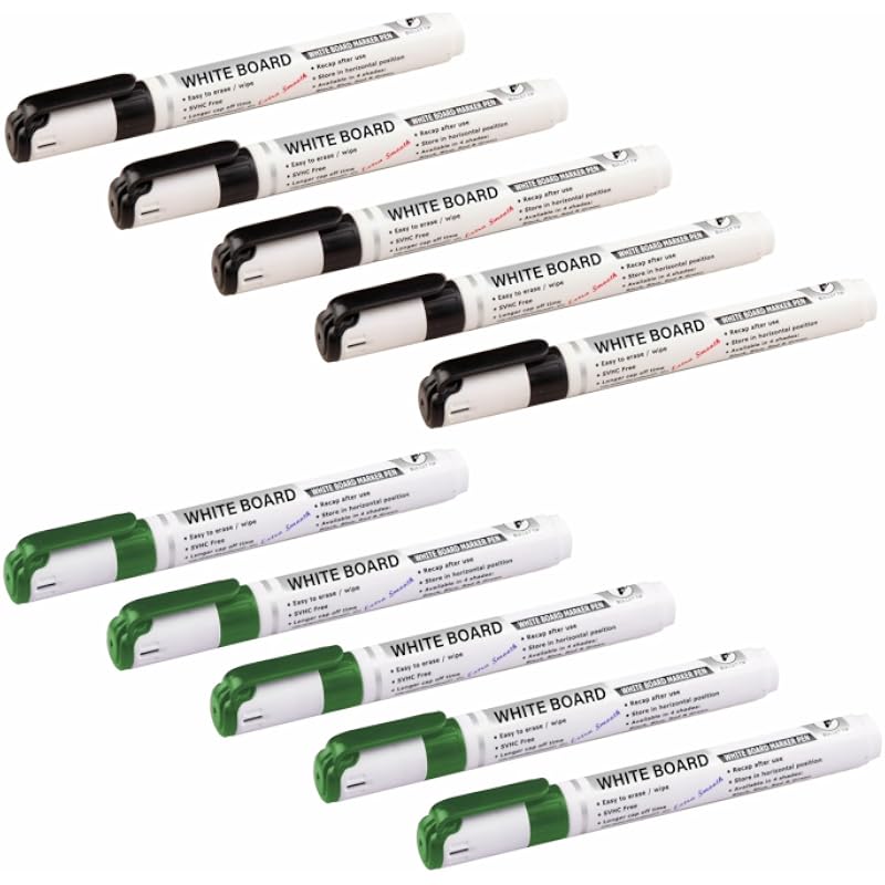 YAJNAS Whiteboard Markers Assorted Ink Colours Markers for School & Office Stationery Items Markers, Set of 10 (Black-5