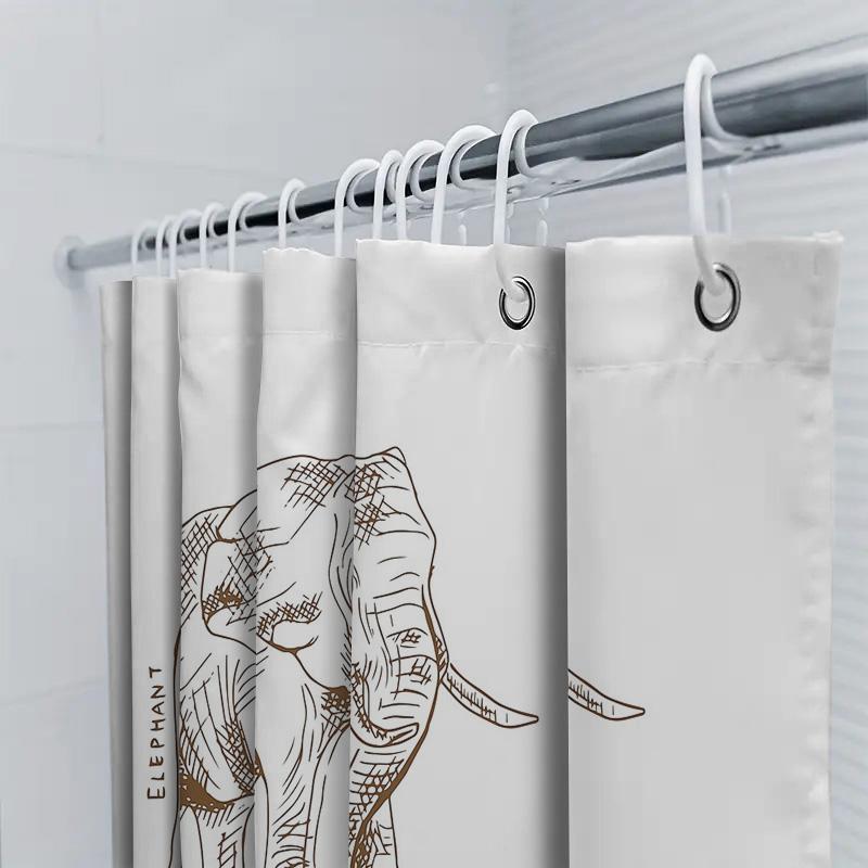 Unframed Elephant Shower Curtain Woodland Animal Bathroom Decor Nature Forest Wildlife Washable Liner Modern Farmhouse Home Deco